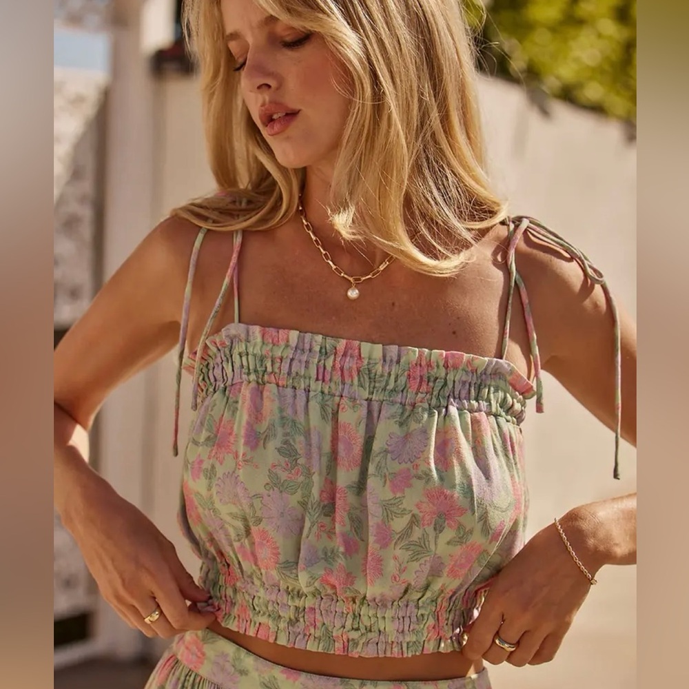 Saltwater LUXE Pink Smocked Strapless Camisole